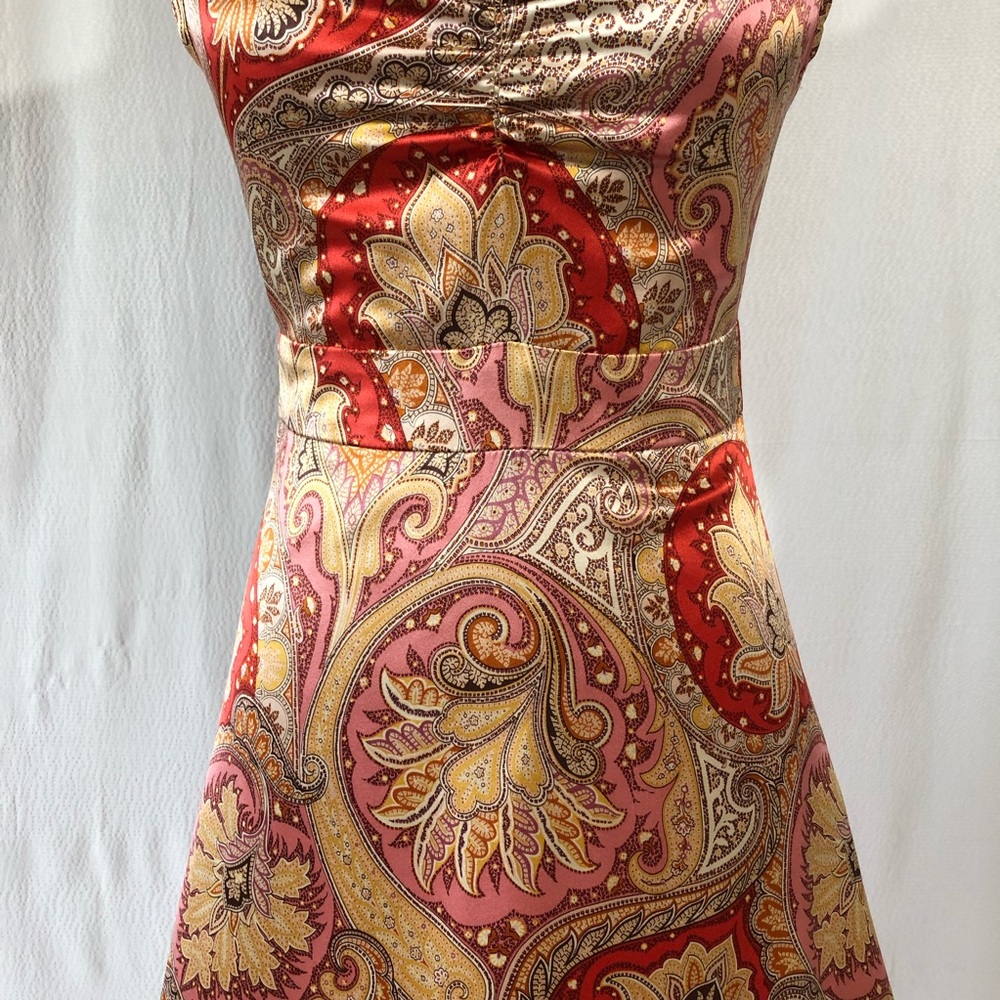 Jane Hamill Gold and Pink Paisley Silk  Dress - Picture 3 of 8